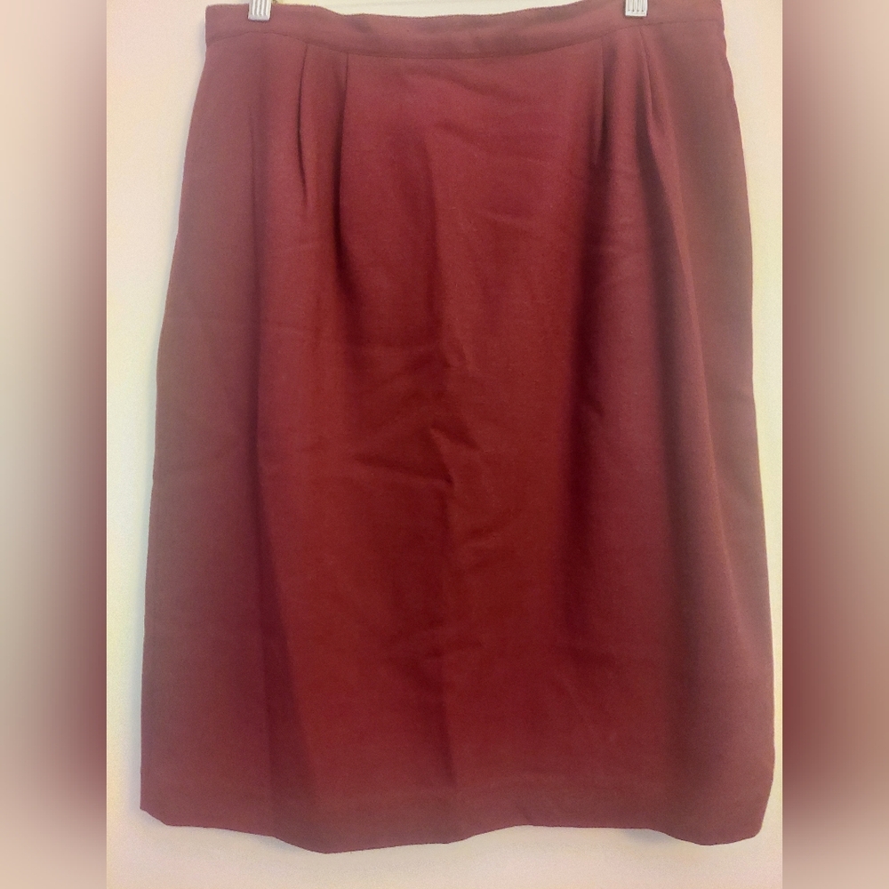 Red Pleated Midi Skirt for Work